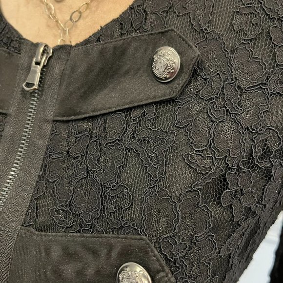 Twelve by Twelve Military Style Lace Zip-Up Top Size S - Picture 3 of 9